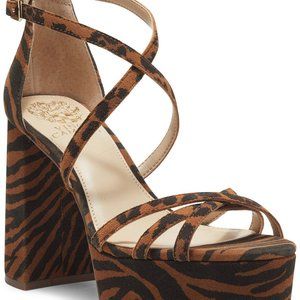 Vince Camuto Garnitta Strappy Platform Leopard Tiger Stripe Sandals